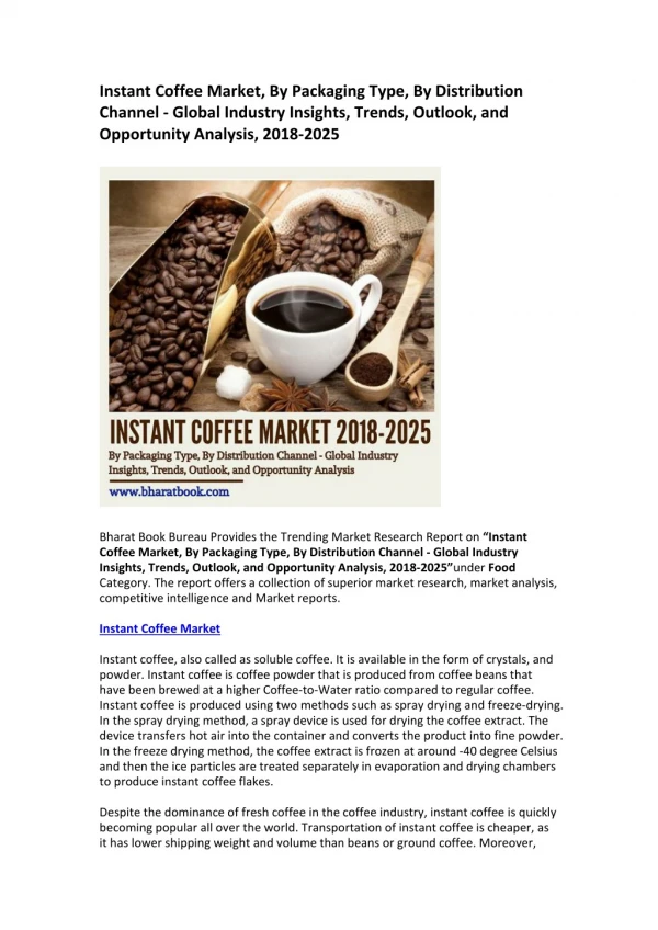Global Instant Coffee Market: Size, Share, Growth, Analysis & Demand 2018-2025