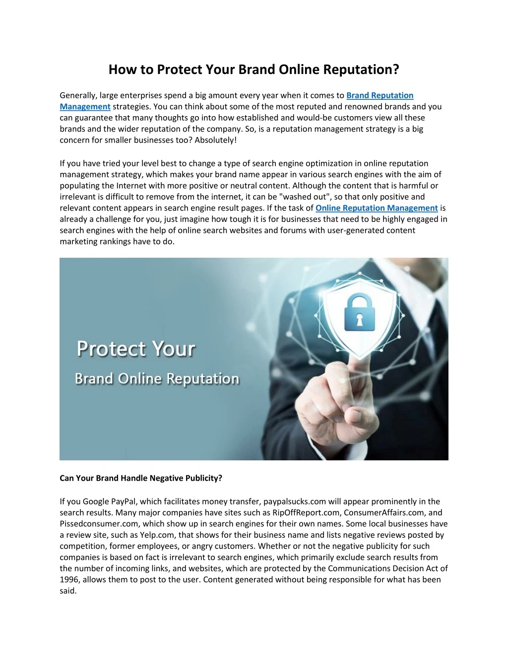 how to protect your brand online reputation