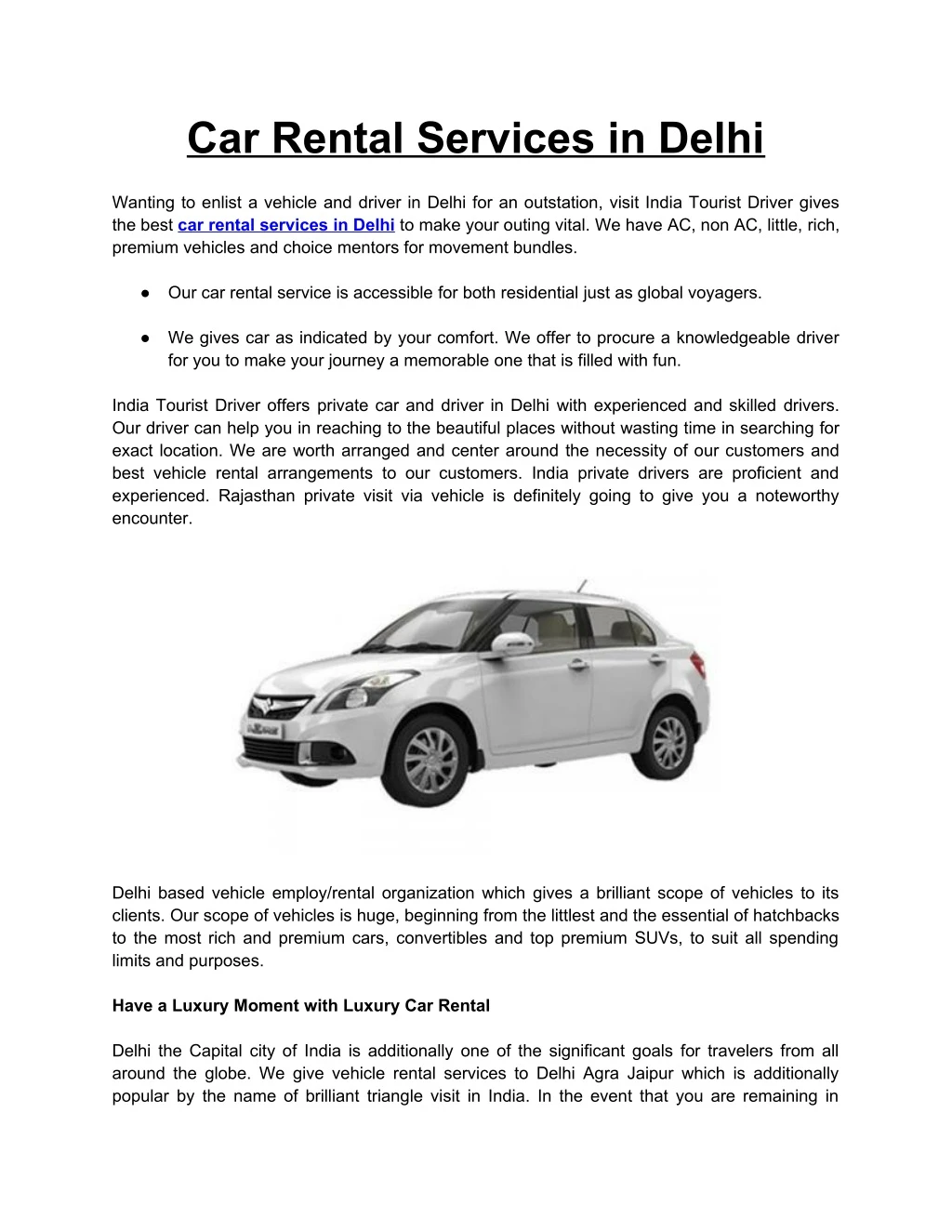 car rental services in delhi