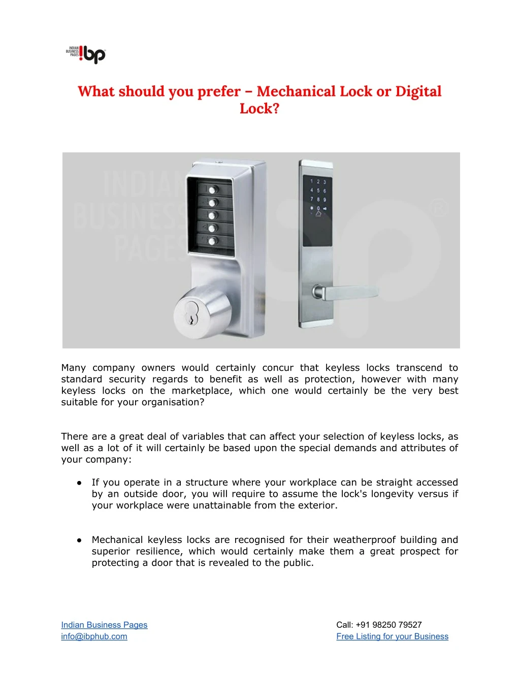what should you prefer mechanical lock or digital