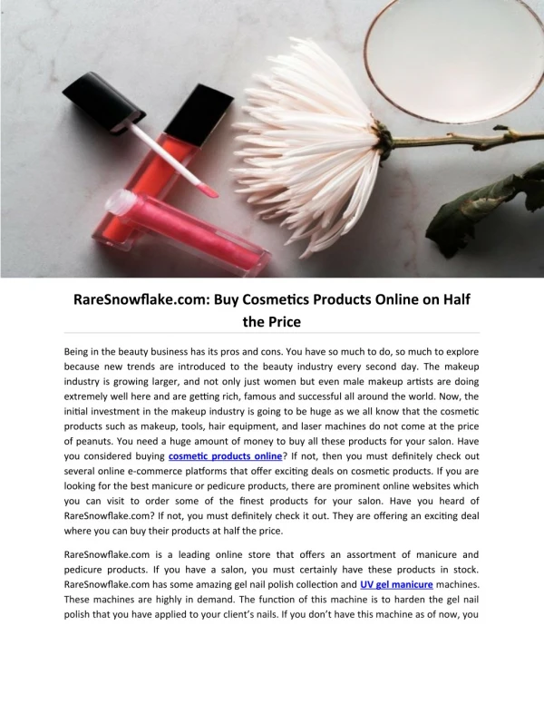 RareSnowflake.com: Buy Cosmetics Products Online on Half the Price