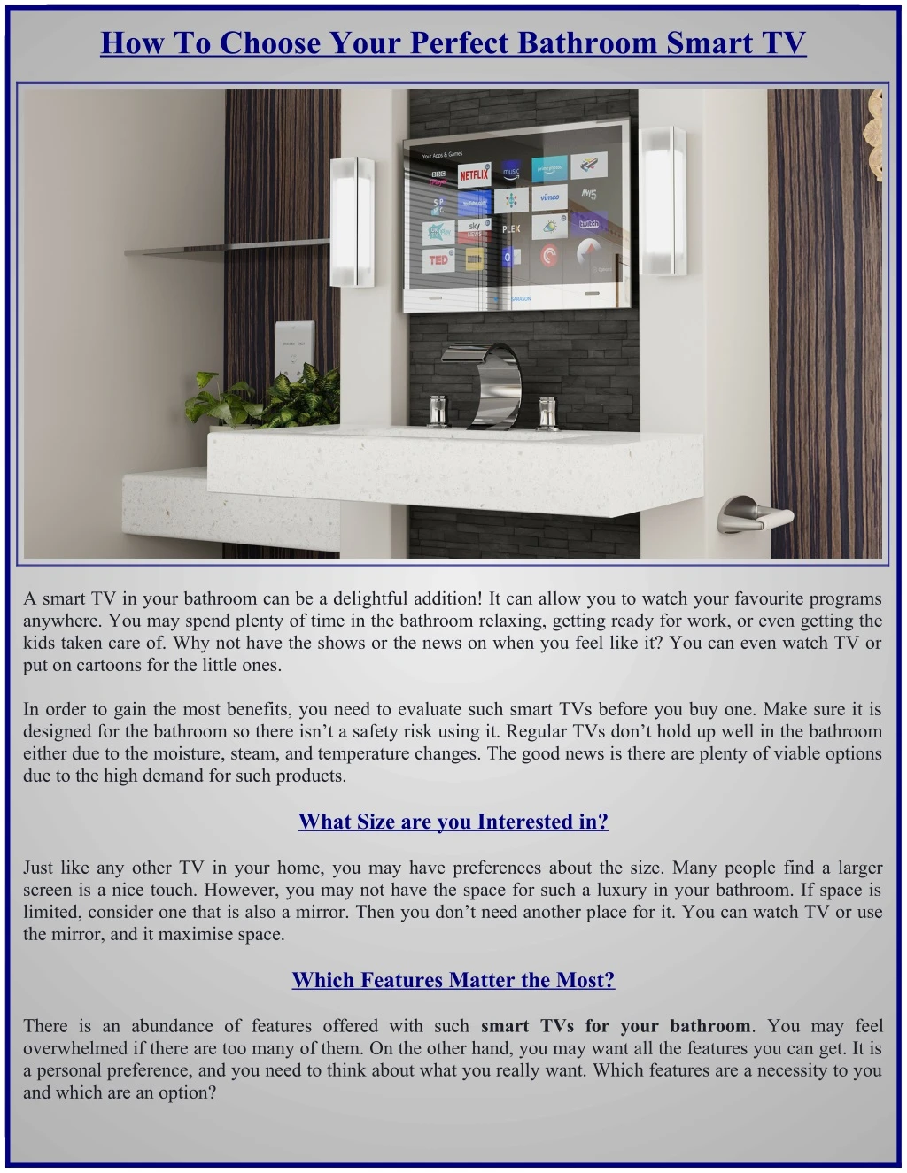 how to choose your perfect bathroom smart tv
