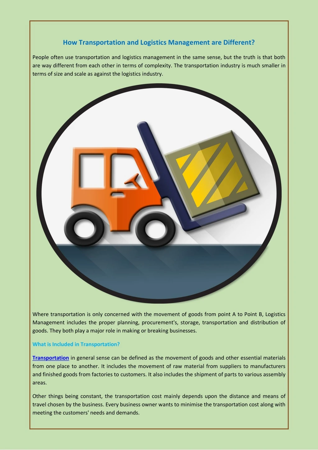 how transportation and logistics management