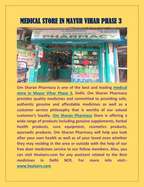 Medical Store in Mayur Vihar Phase 3