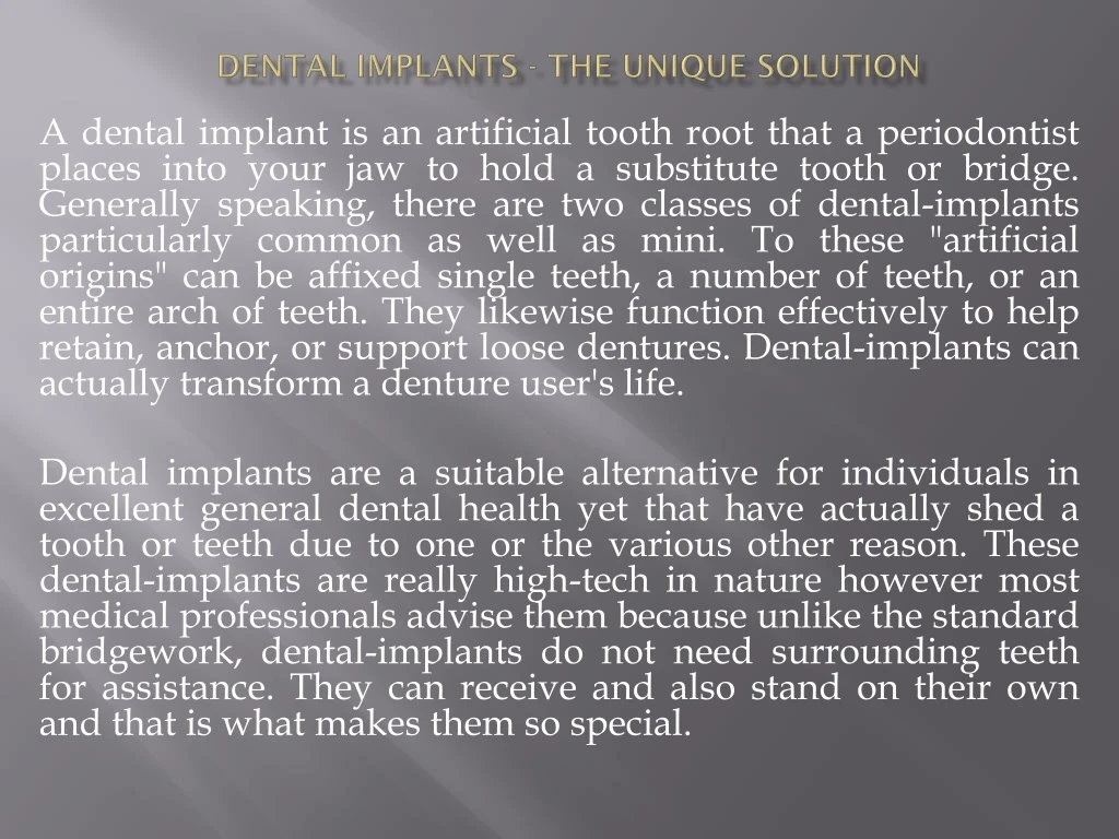 dental implants the unique solution