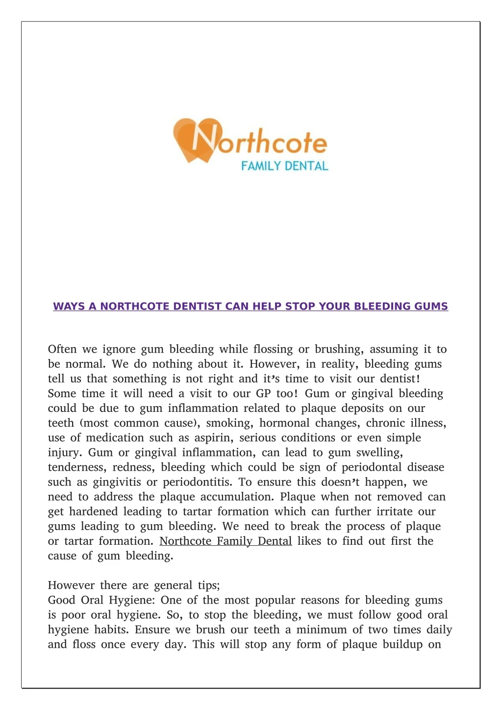 ways a northcote dentist can help stop your