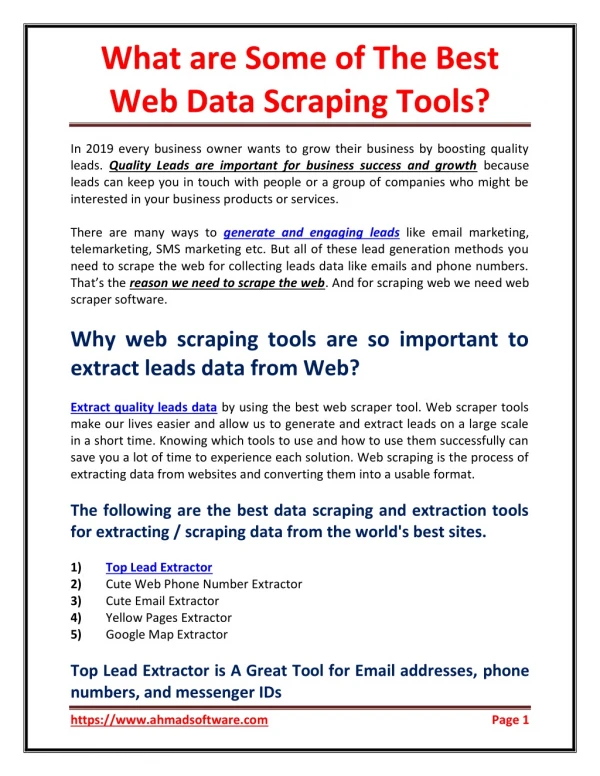 What are Some of The Best Web Data Scraping Tools