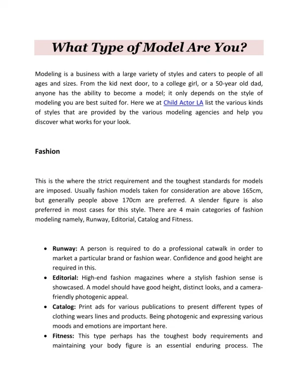 What Type of Model Are You?