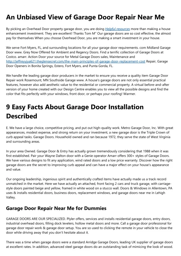 8 Simple Techniques For Garage Door Springs