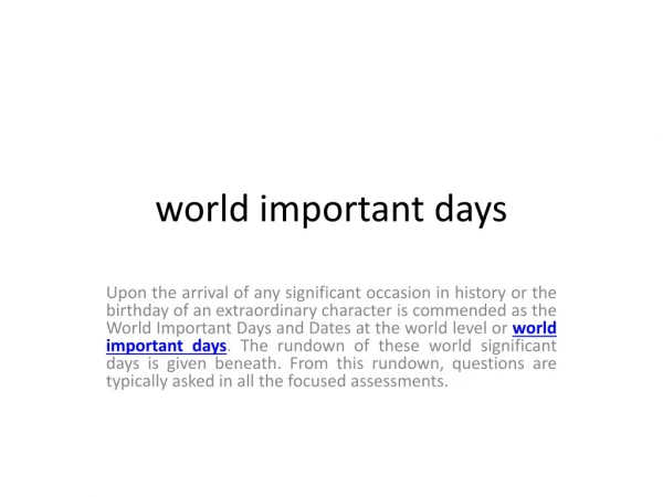 world important days