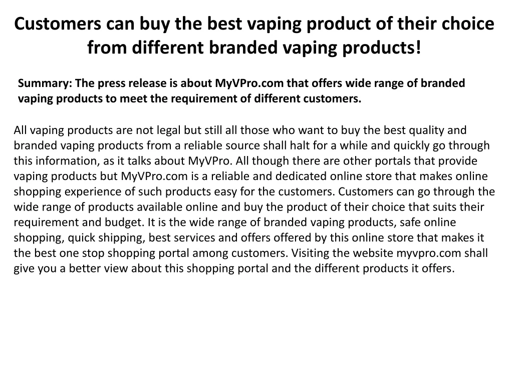 customers can buy the best vaping product