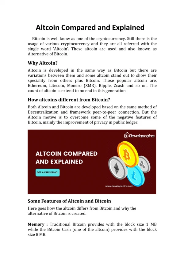 What is Altcoin | Altcoin Compared & Explained