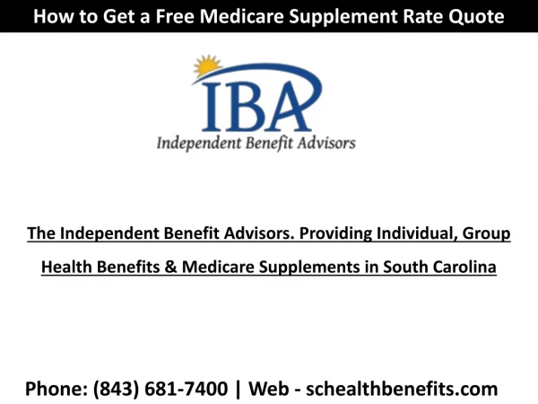 How to Get a Free South Carolina Medicare Supplement Plans Quote