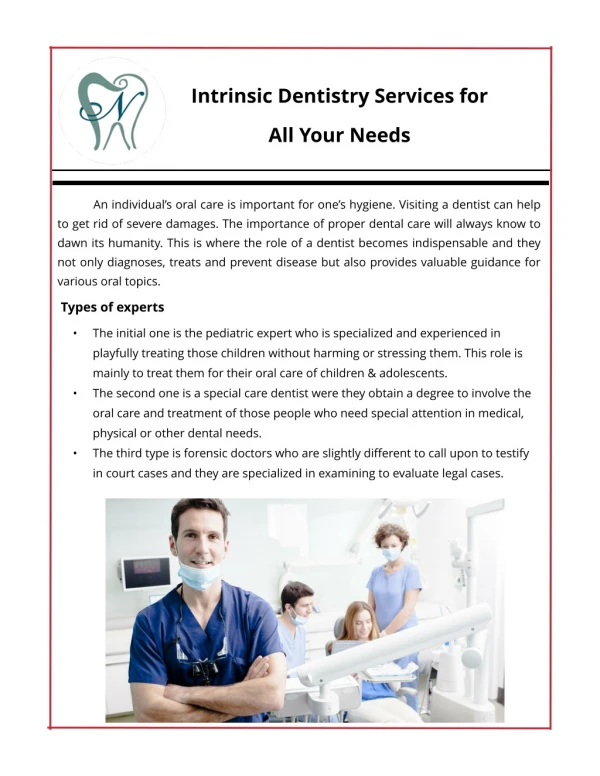 Intrinsic Dentistry Services For All Your Needs