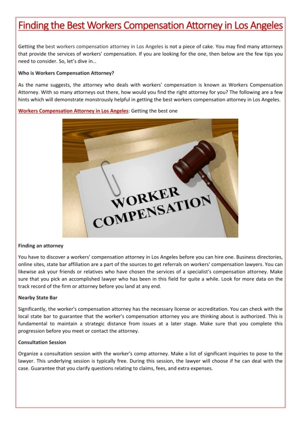 Finding the Best Workers Compensation Attorney in Los Angeles