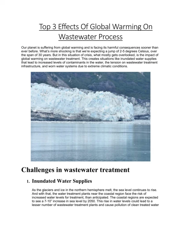 Top 3 Effects Of Global Warming On Wastewater Process