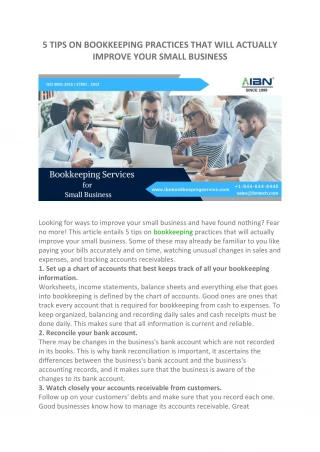 5 TIPS ON BOOKKEEPING PRACTICES THAT WILL ACTUALLY IMPROVE YOUR SMALL BUSINESS - slide 1