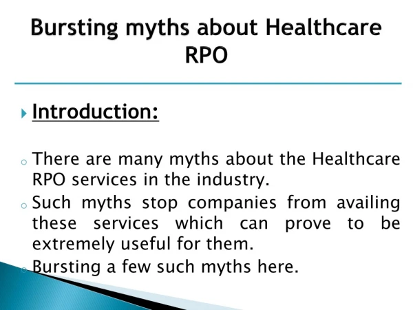 Bursting myths about Healthcare RPO | IMS People