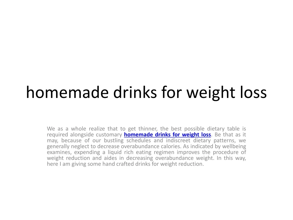 homemade drinks for weight loss