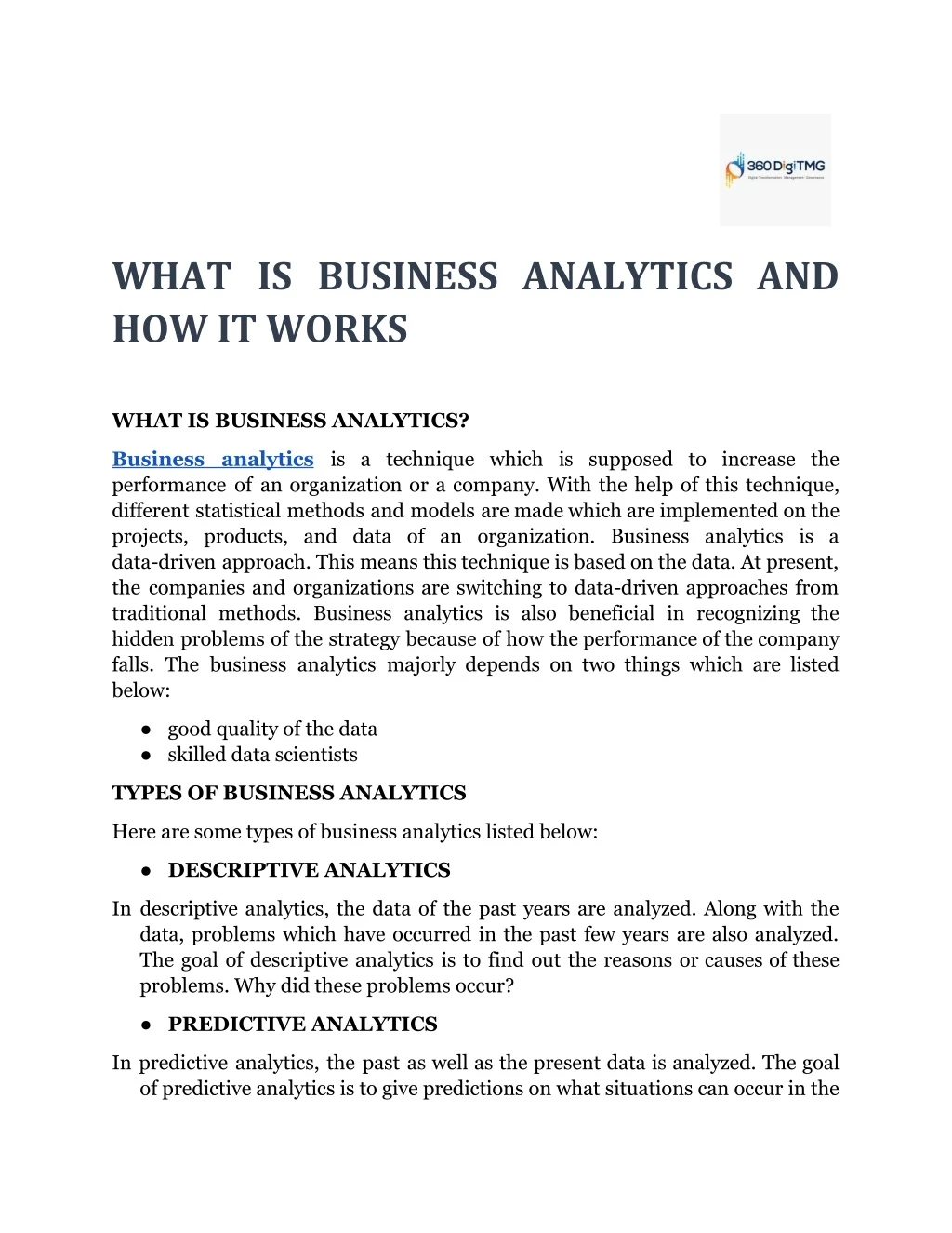 what is business analytics and how it works