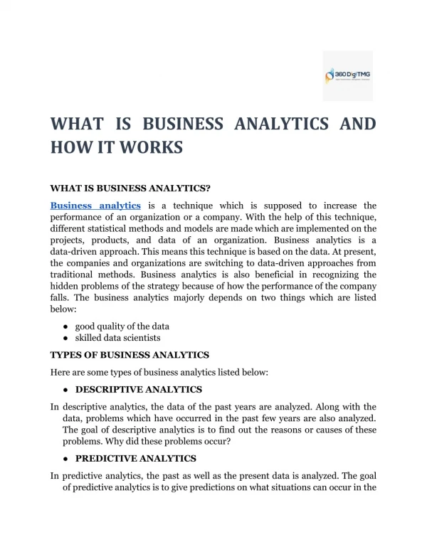 WHAT IS BUSINESS ANALYTICS AND HOW IT WORKS