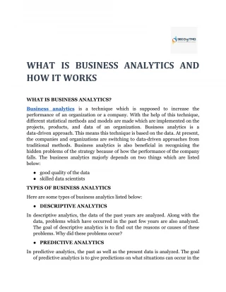 WHAT IS BUSINESS ANALYTICS AND HOW IT WORKS - slide 1