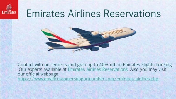 Emirates Reservations Number For Instant Tickets Booking