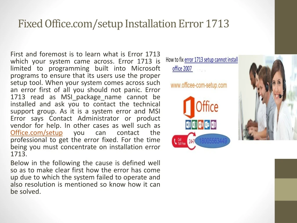 fixed office com setup installation error 1713