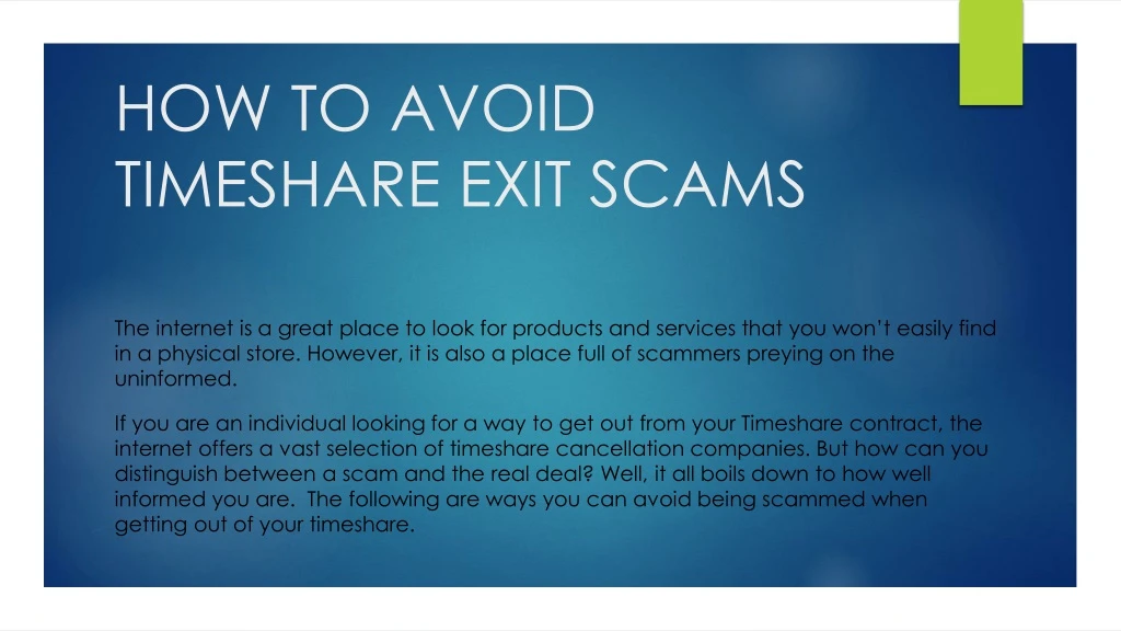how to avoid timeshare exit scams