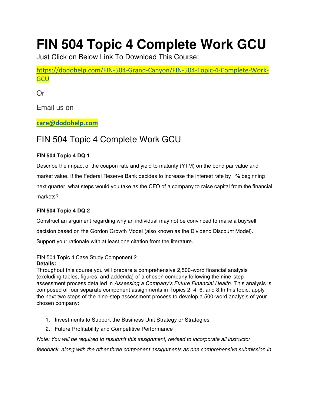 fin 504 topic 4 complete work gcu just click