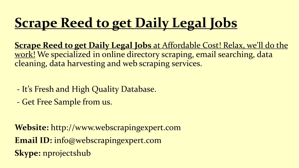scrape reed to get daily legal jobs