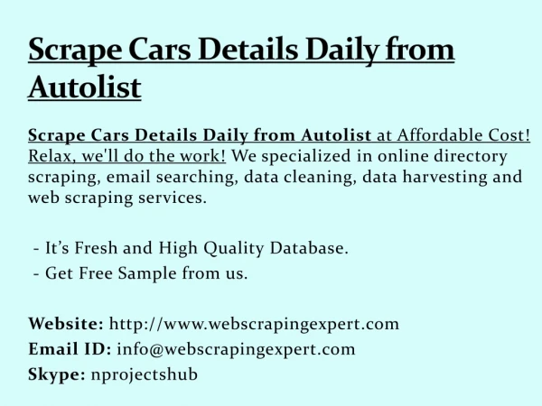 Scrape Cars Details Daily from Autolist