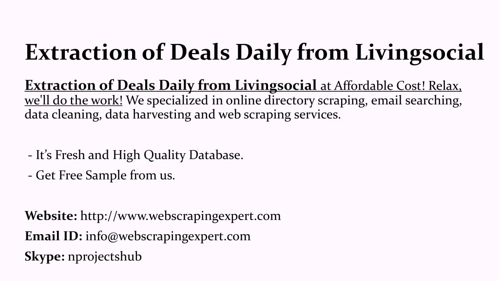 extraction of deals daily from livingsocial