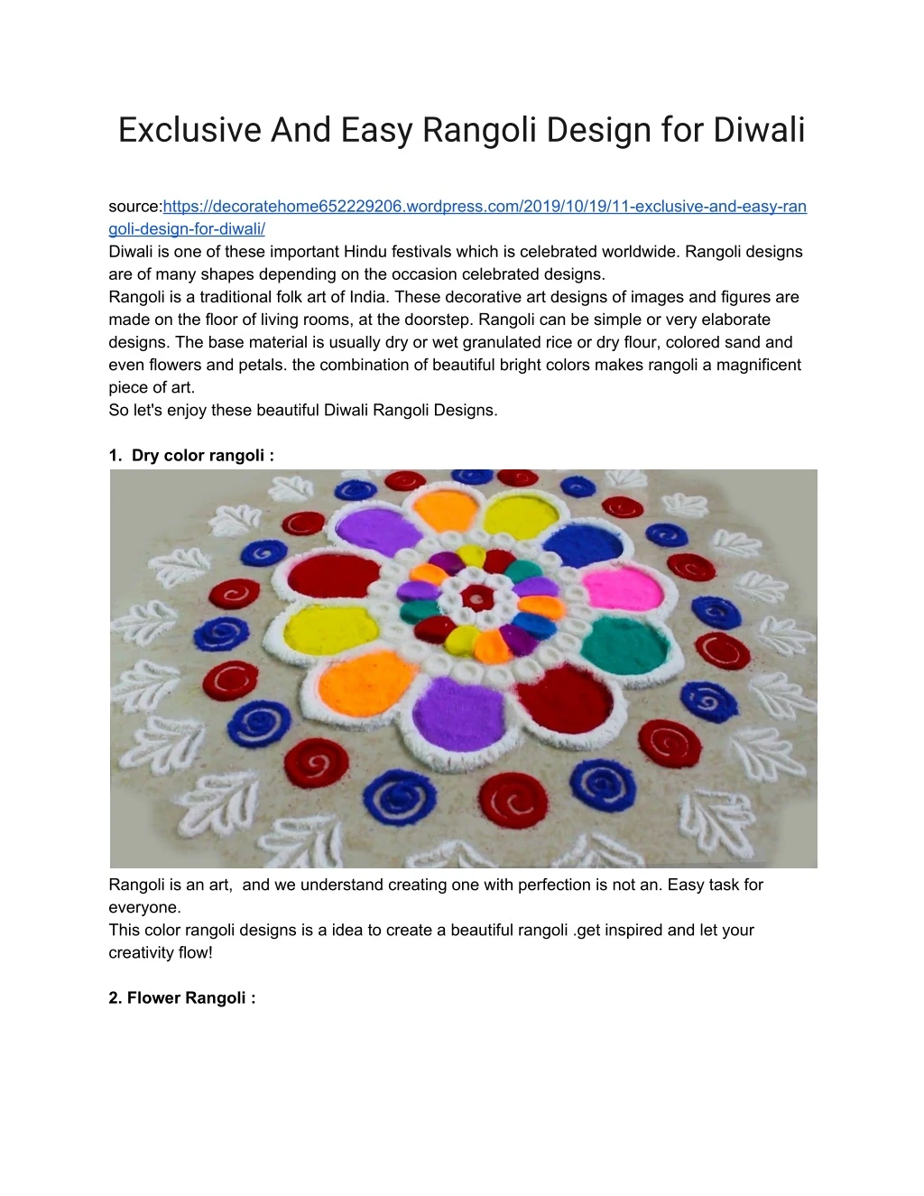 exclusive and easy rangoli design for diwali