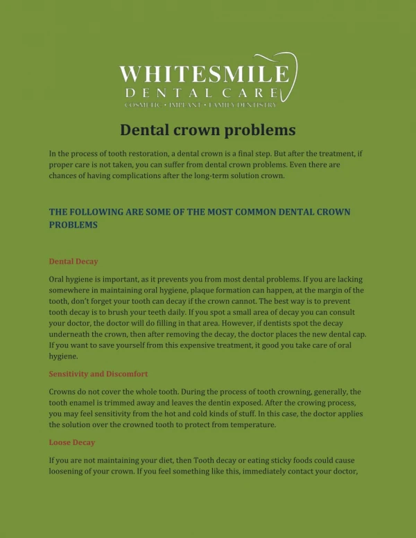 Dental Crown Problems