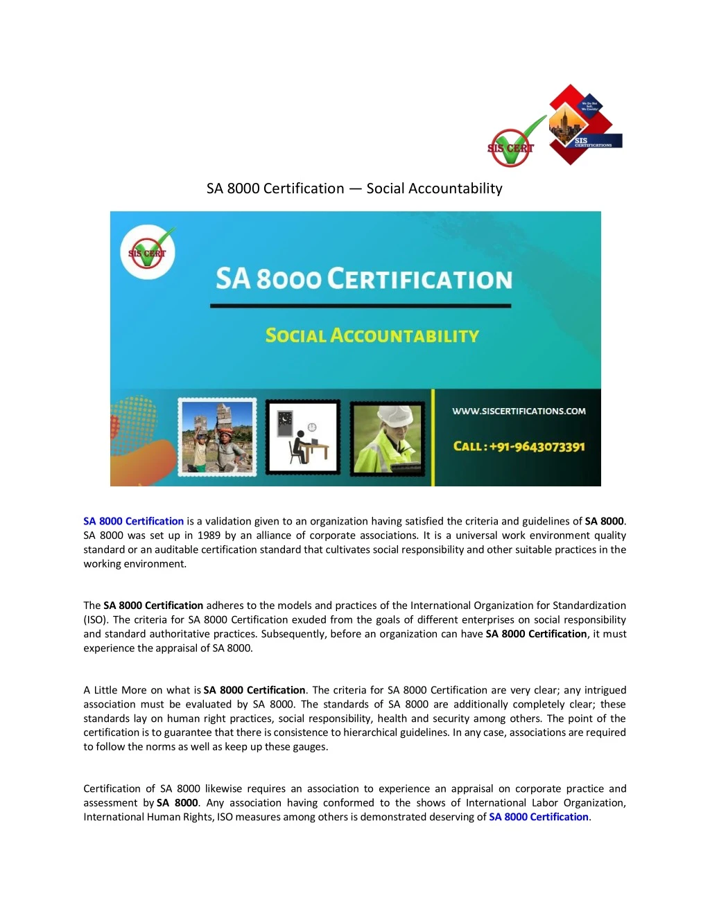 sa 8000 certification social accountability