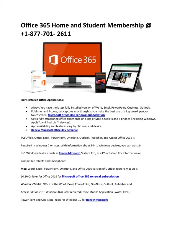 Microsoft office 365 renewal subscription