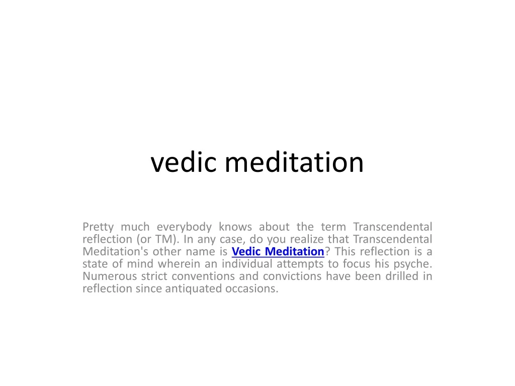 vedic meditation
