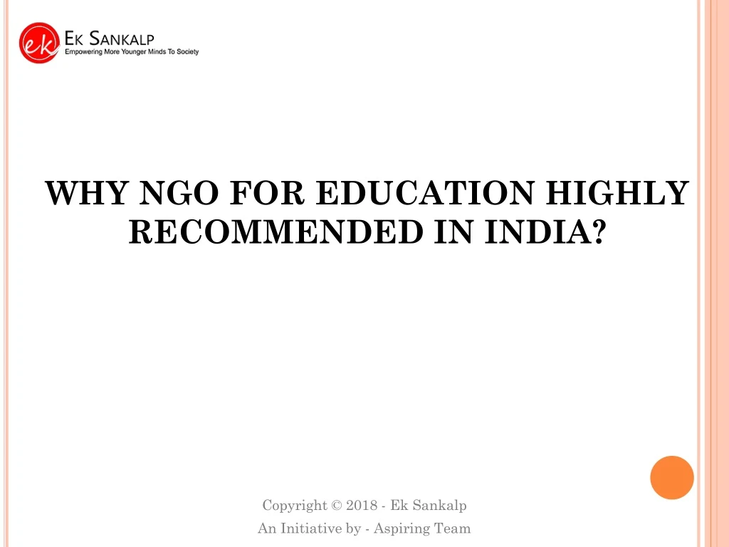 why ngo for education highly recommended in india