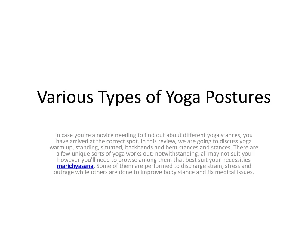 various types of yoga postures