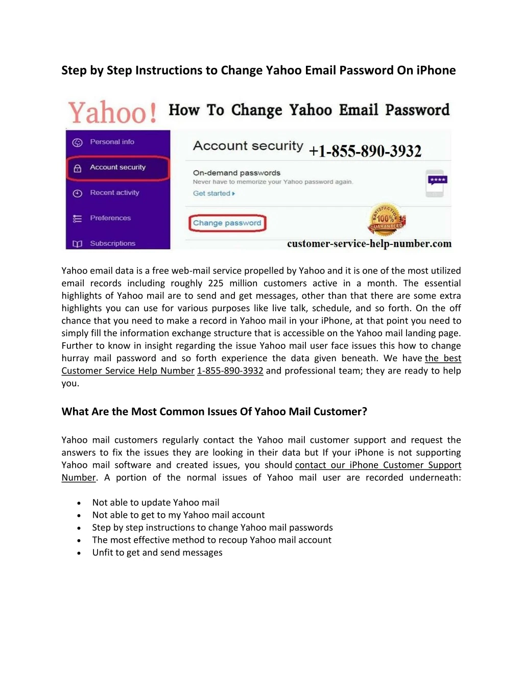 step by step instructions to change yahoo email