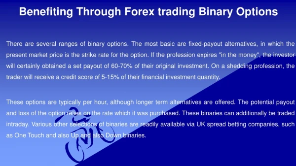 Benefiting Through Forex trading Binary Options