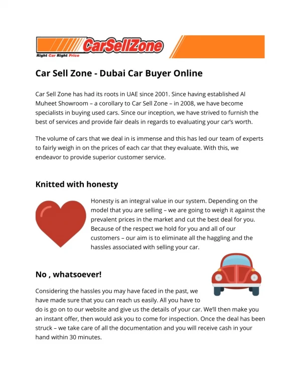 Sell your car in Dubai