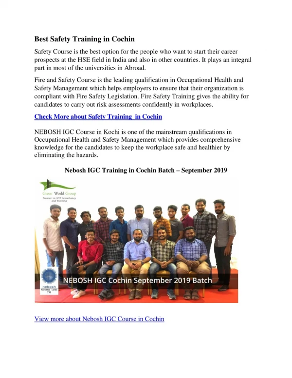 Best Safety Course Training in Cochin