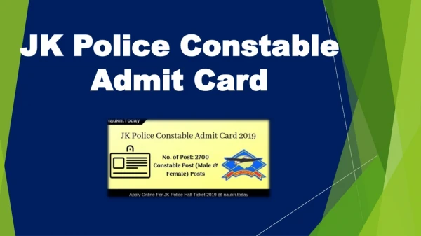 JK Police Constable Admit Card 2019 Download | Constable Exam Date