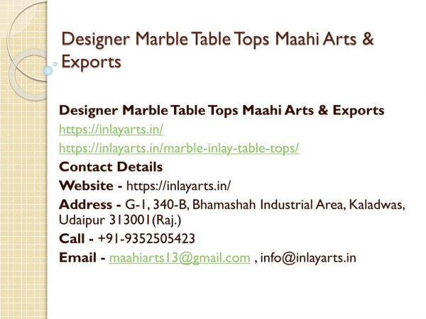 Designer Marble Table Tops Maahi Arts & Exports