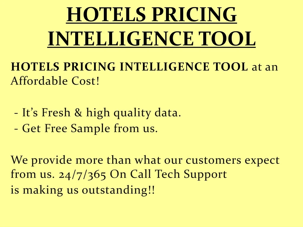 hotels pricing intelligence tool