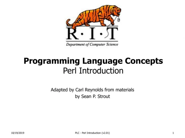 Programming Language Concepts Perl Introduction