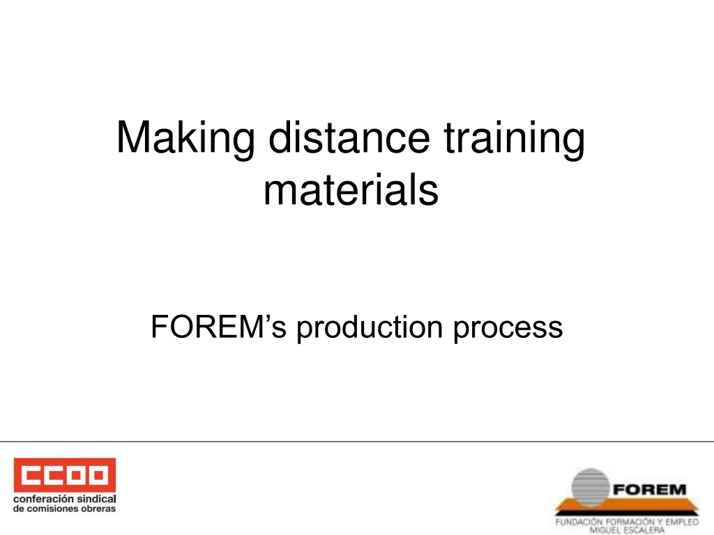 making distance training materials