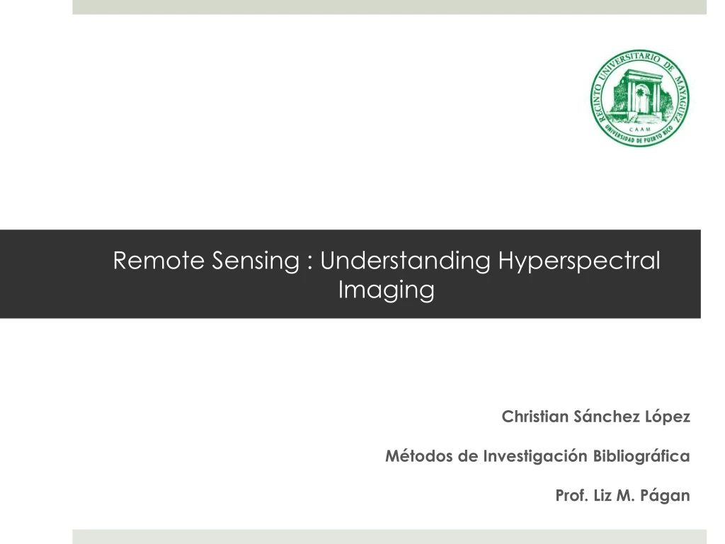 remote sensing understanding hyperspectral imaging